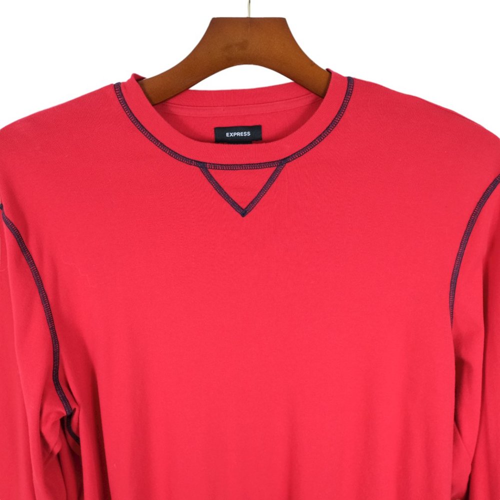 Express Men's XL Vintage U.S.A. Made Sweater - Red 100% Cotton - Picture 2 of 5